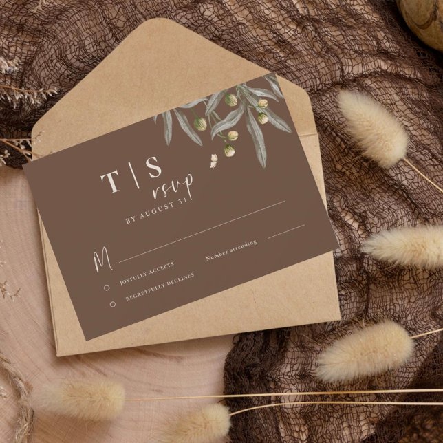 Boho Wedding Beige Botanical  RSVP Card (Creator Uploaded)