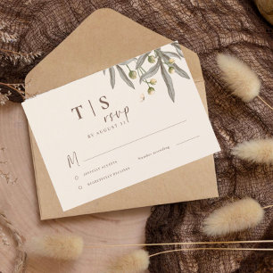 Boho Wedding Beige Botanical  RSVP Card