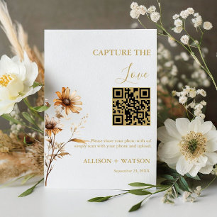 Boho  wedding Capture love QR code wedding photo  Pedestal Sign