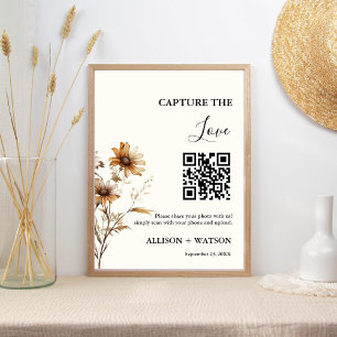 Boho wedding Capture love QR code wedding photo Poster