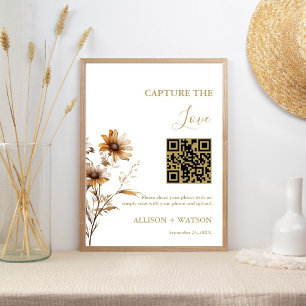 Boho  wedding Capture love QR code wedding photo  Poster