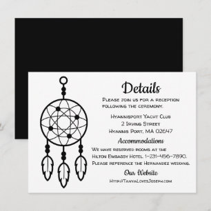 Boho Wedding Details Dreamcatcher Tribal Black Invitation