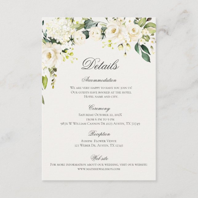 Boho Wedding Detalles de la Boda Enclosure Card (Front)