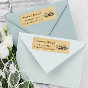 Boho wedding floral arrangement vintage address 