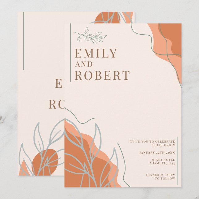 Boho Wedding Invitation (Front/Back)