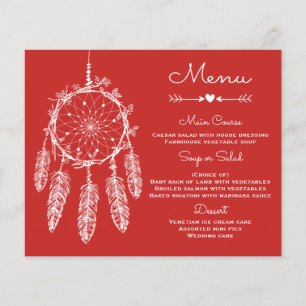 Boho Wedding Menu Red Tribal Dream Catcher