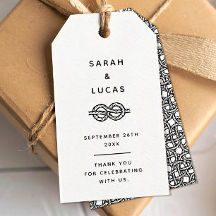Boho wedding or engagement Favour tag with knot