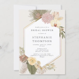 Boho Wedding Pampas Grass Palm Bridal Shower Invitation