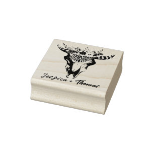 Boho Wedding Personalized Rubber Stamp