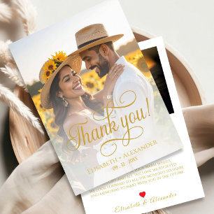 Boho Wedding Photo Script Thank You Card