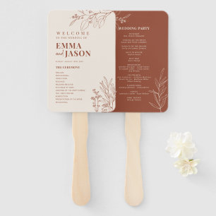 Boho Wedding Program fan, Ceremony program floral Hand Fan