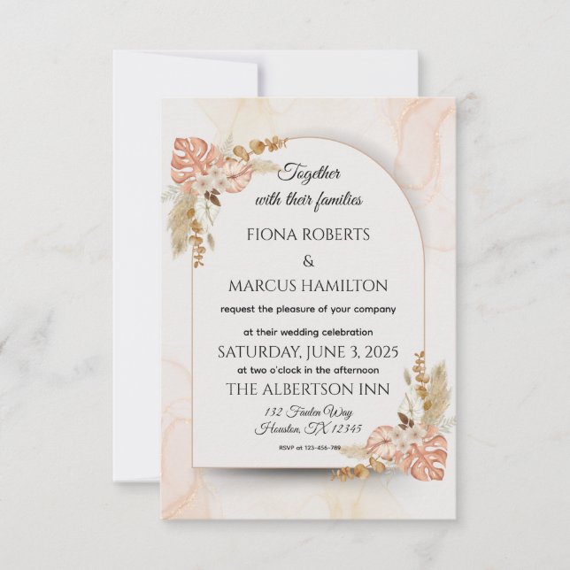Boho Wedding RSVP Card  – Elegant Rustic Floral (Front)