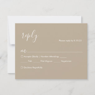Boho Wedding RSVP Card, Meal Options Card