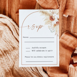 Boho Wedding RSVP Card Vertical Response Card