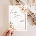 Boho Wedding Save the Date Invite | Pampas Grass<br><div class="desc">This lovely Save the Date Invitation features hand-painted watercolor florals and pampas grass to set the tone for your boho wedding! Easily edit most wording to match your event! Text and arch colours are fully editable —> click the "Edit Using Design Tool" button to edit!</div>