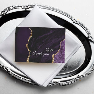 Boho Wedding Scrip Agate Purple and Gold Thank You Card