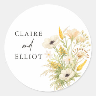 Boho Wedding Sticker Wildflower Rustic Fall Beige