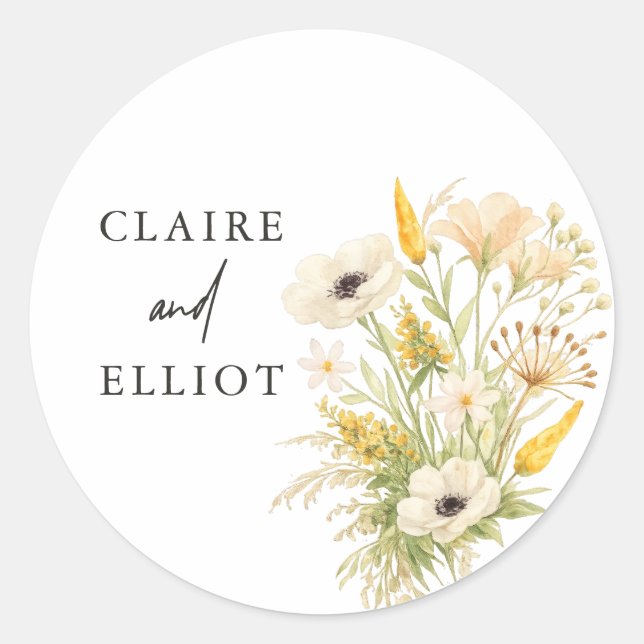Boho Wedding Sticker Wildflower Rustic Fall Beige  (Front)
