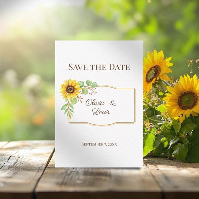 Boho wedding sunflower save the date card (Creator Uploaded)