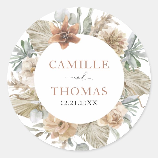 Boho Wedding Terracotta Envelope Seal Sticker (Front)