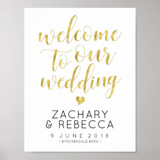 Boho Wedding Welcome Sign Gold