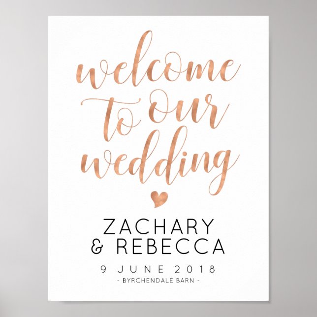 Boho Wedding Welcome Sign Rose Gold (Front)