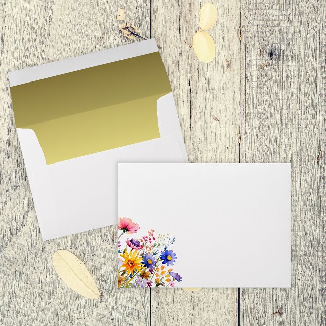 Boho Wedding Wildflowers Gold  Envelope (Creator Uploaded)