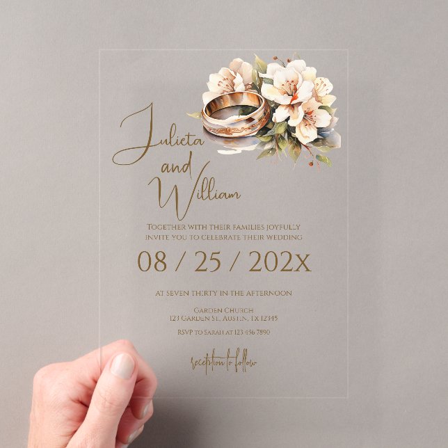 Boho Wedding with Rings Acrylic Invitations (Insitu (Handheld))