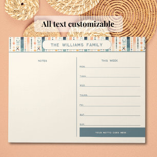 Boho Weekly Family Calendar with Notes Section