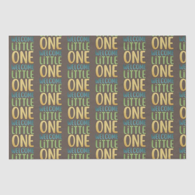 Boho "Welcome Little One" Baby Shower Tissue Paper (Front)