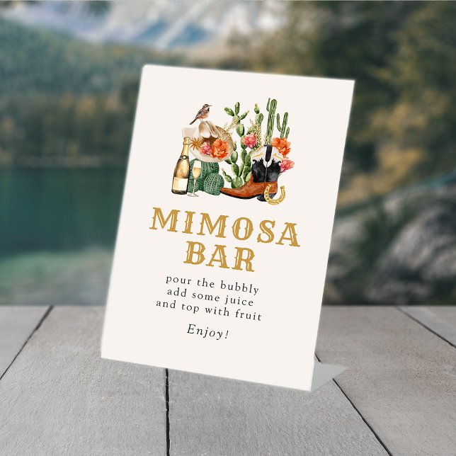 Boho Western Bar Pedestal Sign (Boho Western Mimosa Bar Pedestal Sign by Painted Paperie
)