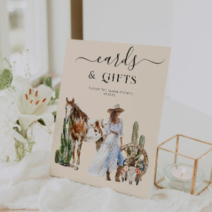 Boho Western Bridal Shower Cards & Gifts Pedestal Sign