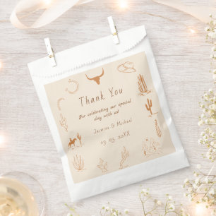 Boho Western Cowboy Illustration Wedding Favour Bags