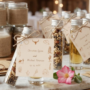 Boho Western Cowboy Illustration Wedding Favour Tags