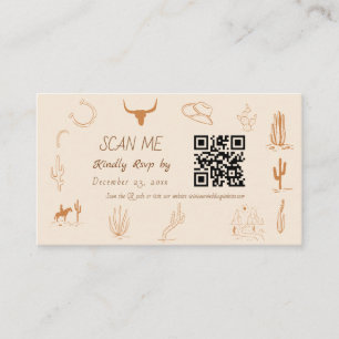 Boho Western Cowboy Illustration Wedding Scan Me  Enclosure Card