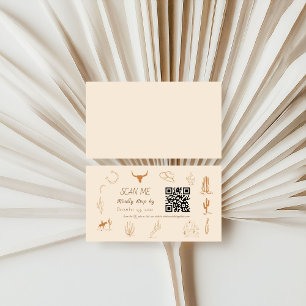 Boho Western Cowboy Illustration Wedding Scan Me  Enclosure Card