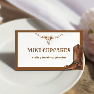 Boho Western Cowboy Wedding buffet Mini cupcake Place Card