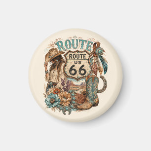 Boho Western Cowgirl Mother Road Keepsake Magnet