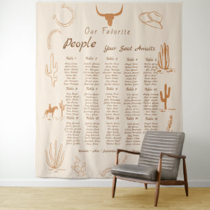 Boho Western Favorite People Wedding Seating chart Tapestry