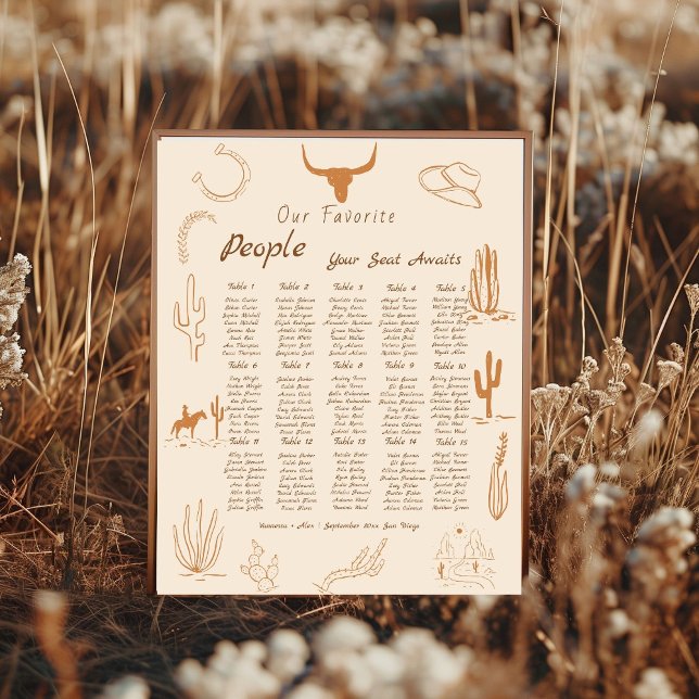 Boho Western Favourite People Wedding Seating char Poster (Creator Uploaded)