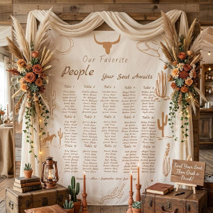 Boho Western Favourite People Wedding Seating char Tapestry