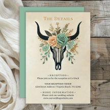 Boho Western Floral Bull Cow Skull Wedding Details