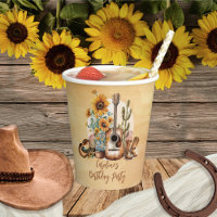 Boho Western Guitar Sunflowers Birthday Party