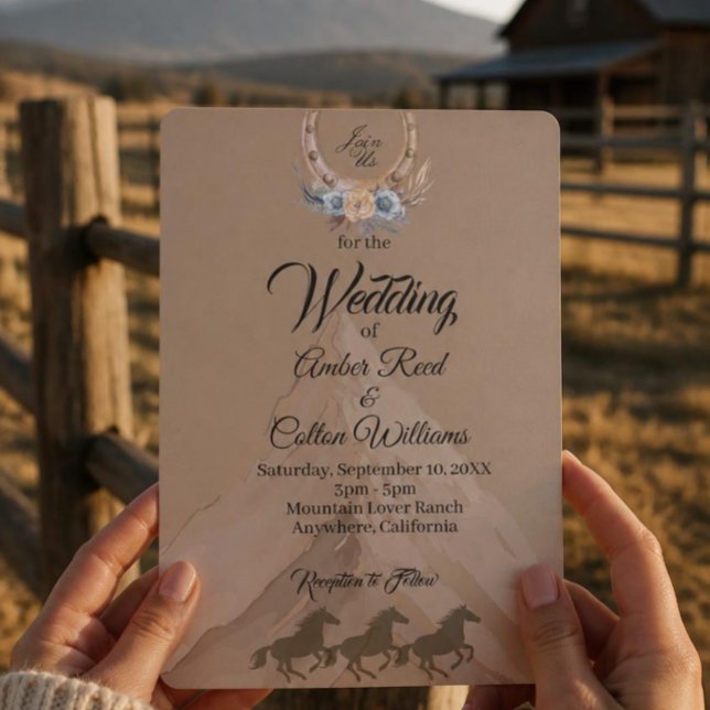 Boho Western Mountain Wedding Invitation (Creator Uploaded)