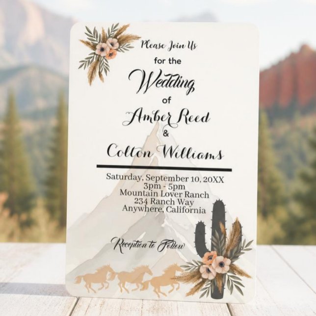 Boho Western Mountain Wedding Invitation (Creator Uploaded)