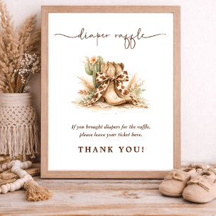 Boho Western Neutral Baby Shower Diaper Raffle Poster