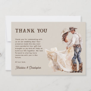 Boho Western Ranch Wedding Photo Thank You Card