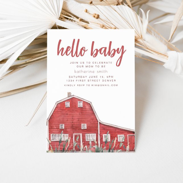 Boho Western Red Barn Theme Baby Shower Invitation (Creator Uploaded)