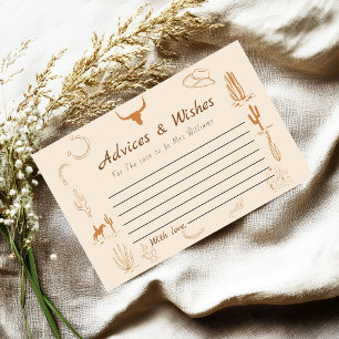 Boho Western Saddle Advices & WIshes Bridal Shower Enclosure Card