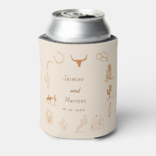 Boho Western Saddle up Cowboy Bridal shower Can Cooler